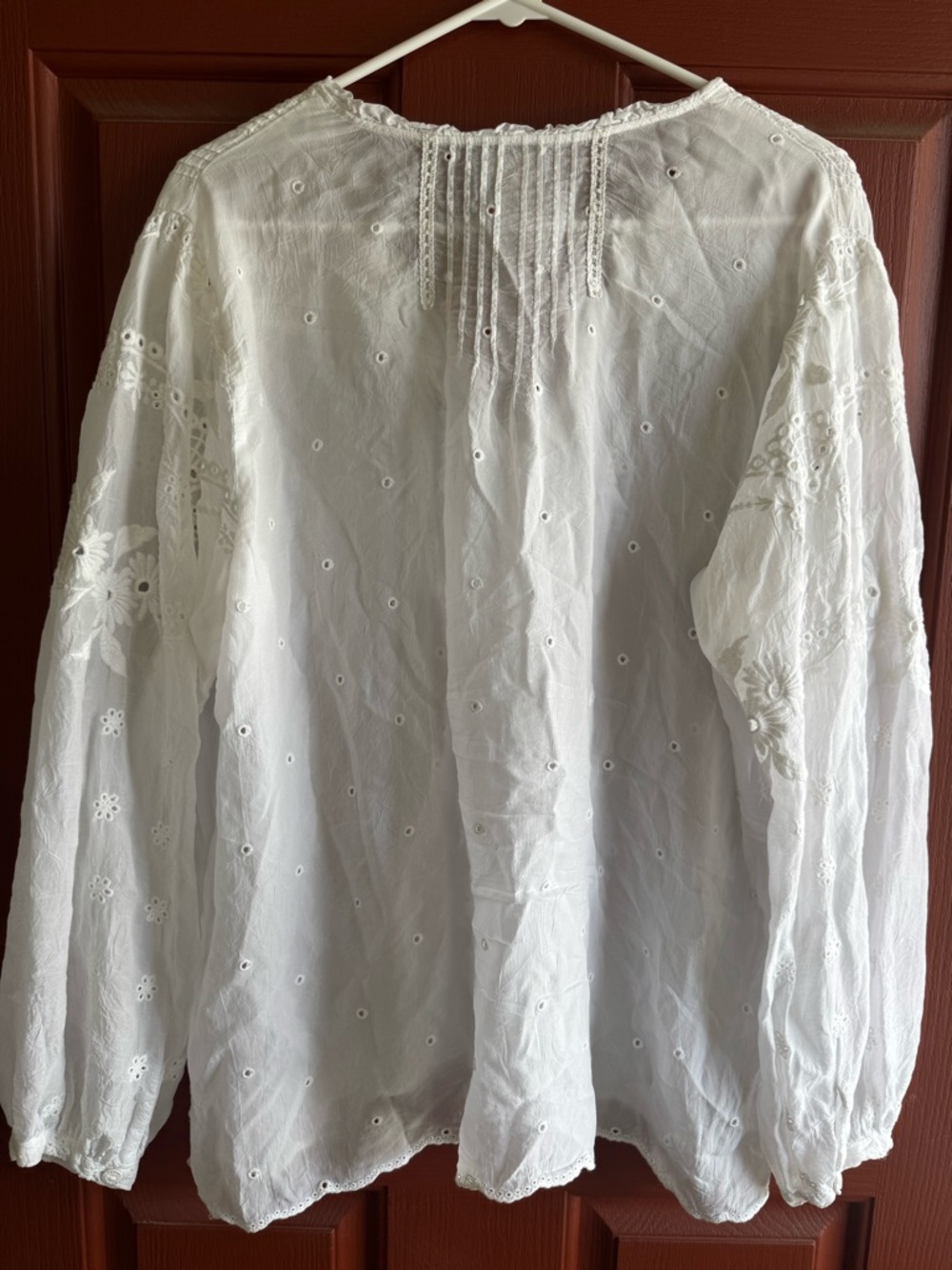 Johnny Was Embroidered White Peasant Blouse - Boho Button Front Top - Picture 5 of 7